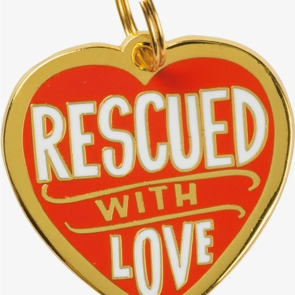 Heart-Shaped 'Rescued with‎ Love' Collar Charm for Dog/Cat